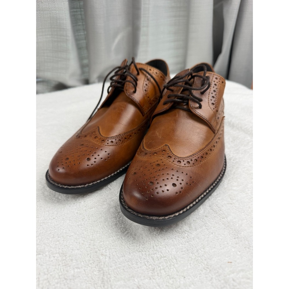 Nunn Bush Mens 84525 Cambridge Brown Leather Wingtip Oxford Shoes Size 9 M